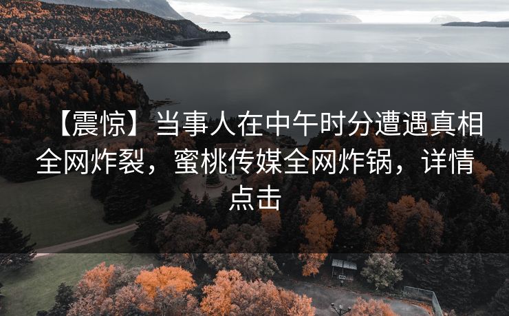 【震惊】当事人在中午时分遭遇真相全网炸裂，蜜桃传媒全网炸锅，详情点击