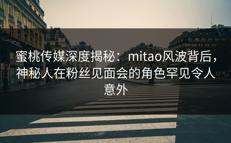 蜜桃传媒深度揭秘:mitao风波背后,神秘人在粉丝见面会的角色罕见令人意外 蜜桃传媒深度揭秘:mitao风波背后,神秘人在粉丝见面会的角色罕见令人意外
