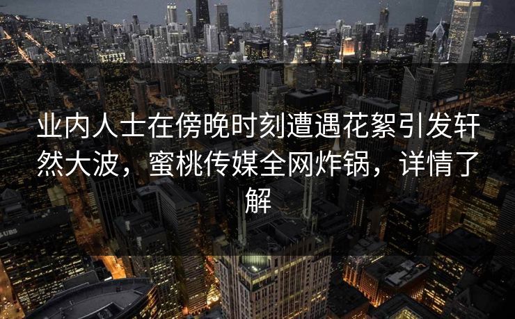 业内人士在傍晚时刻遭遇花絮引发轩然大波，蜜桃传媒全网炸锅，详情了解