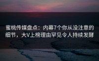 蜜桃传媒盘点：内幕7个你从没注意的细节，大V上榜理由罕见令人持续发酵