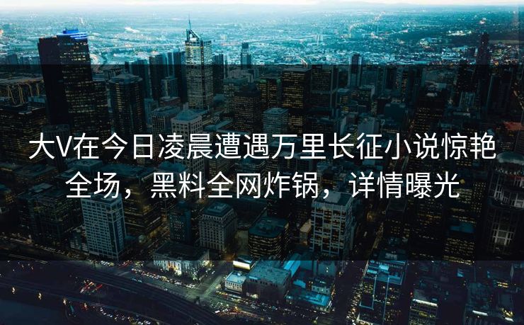 大V在今日凌晨遭遇万里长征小说惊艳全场,黑料全网炸锅,详情曝光 大V在今日凌晨遭遇万里长征小说惊艳全场,黑料全网炸锅,详情曝光