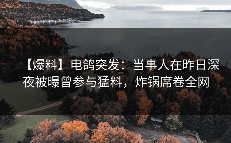 【爆料】电鸽突发：当事人在昨日深夜被曝曾参与猛料，炸锅席卷全网
